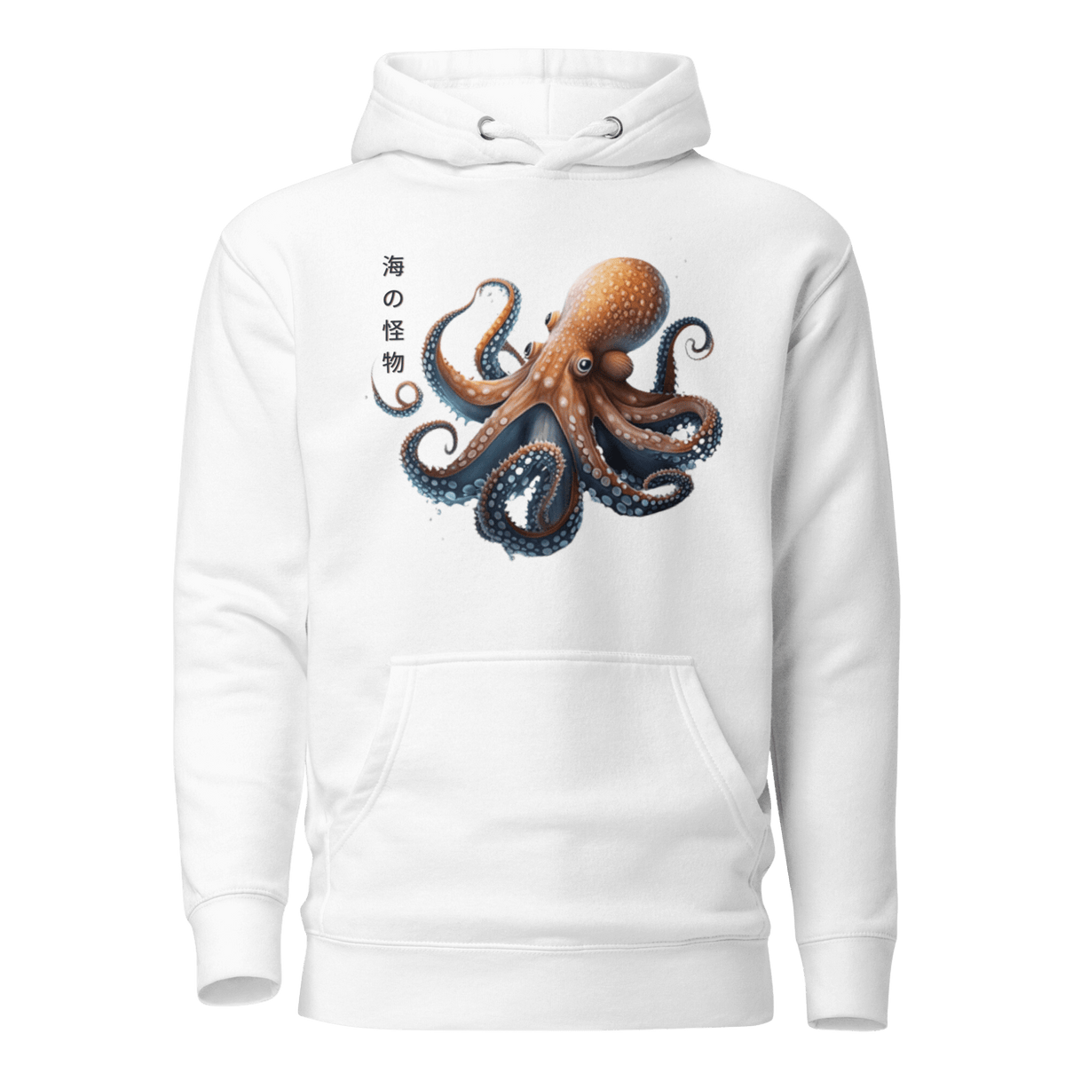 White- Japanese Octopus Hoodie, Cotton Hoodie, Japanese Octopus, Tokio Japan, Hoodie, Japanese Graphic Tee, Japanese Culture apparel, Japanese Hoodie, kawaii, Samurai Shirt, Japanese Art, Japanese Art Hoodie, Gift for dad, Gift for him, Japanese Calligraphy