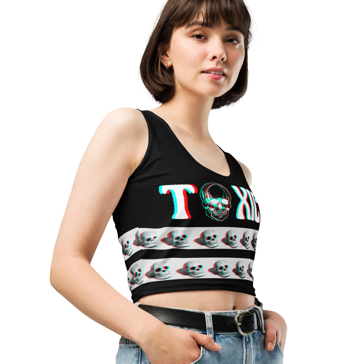 Skull Crop Top, Skulls Shirt, Stereotypical Rebellious Shirt, Rockabilly Crop Top, Punk Rocker, Hot Topic type, Goth Top, Emo, Gift for Her 