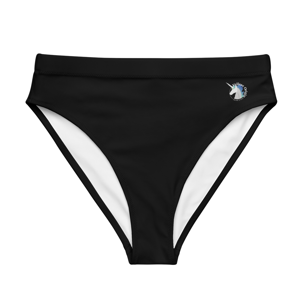 Velisse Origin bikini bottom, high-waisted bikini bottom, black bikini bottom, unicorn, simple bikini
