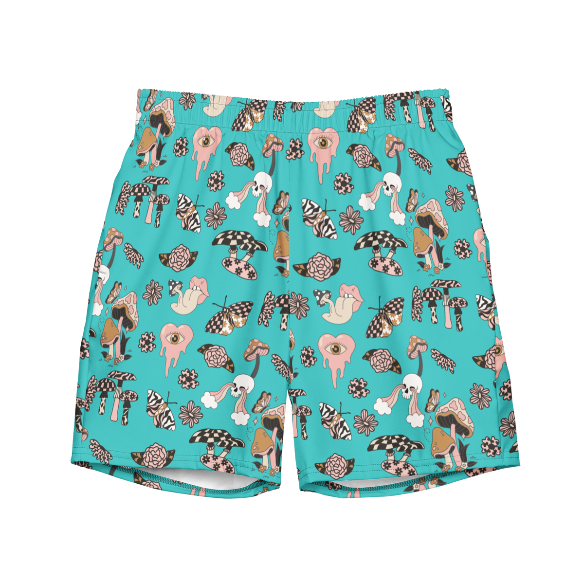 Turquoise, Fungi, Men's Swim Trunks, Swimwear, Beachwear, Summer, Activewear, Nature, Outdoors, Trendy, Fashion, Vacation, Pool, Quick-Dry, Comfortable, Stylish, Unique, Colorful