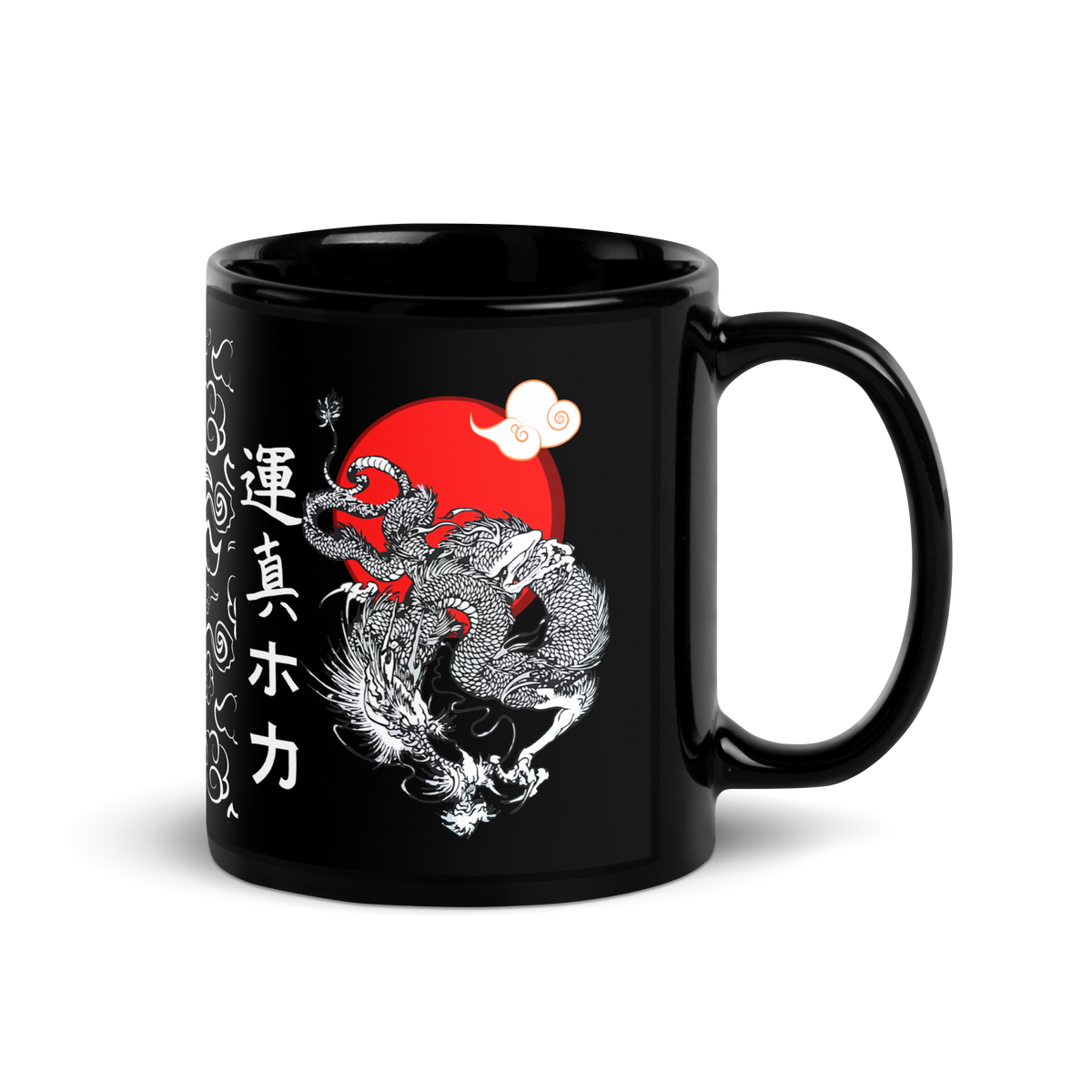 Japanese Dragon Mug White Clouds