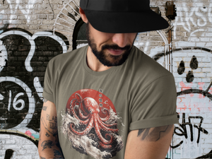 Octopus Japanese Tee, Japanese Calligraphy, Japanese Octopus tee, Gyotaku Traditional, Japan Anime Manga, Martial Arts Samurai, Samurai tshirt, Tokyo Japan, Gift for him, Gift for dad, Japanese Shirt, Samurai Shirt, Japanese Graphic Tee
