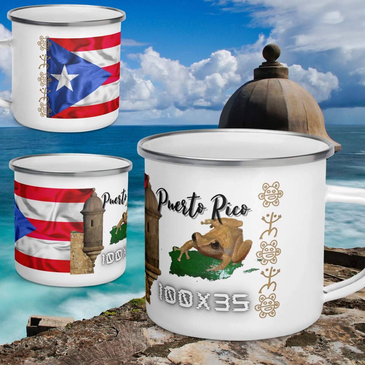 Puerto Rico Souvenir Enamel Mug