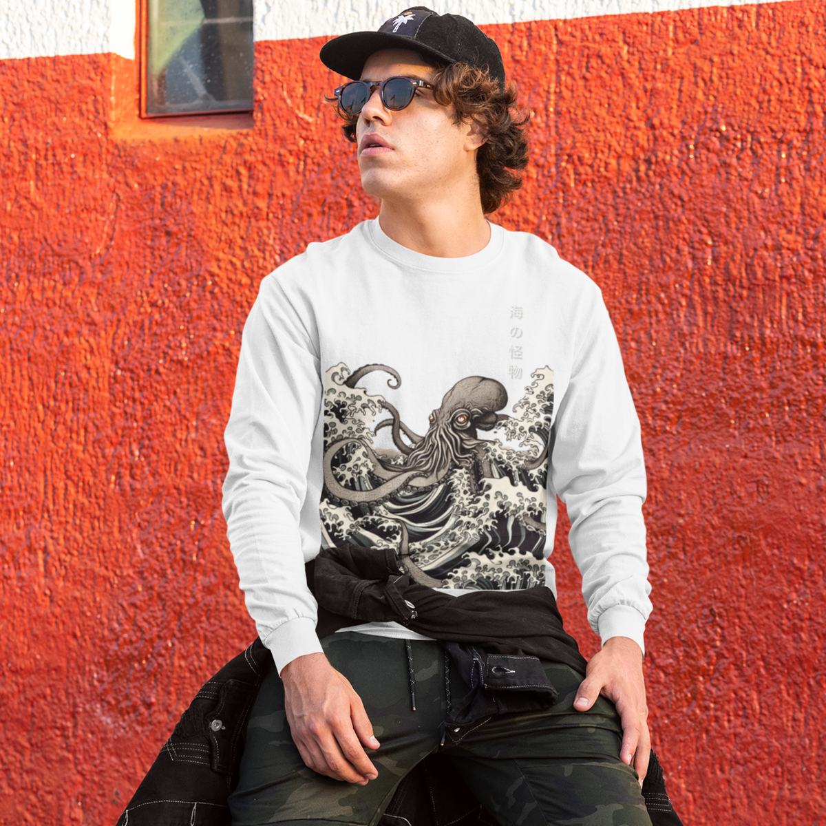 White- Japanese Octopus Sweatshirt, Japanese Calligraphy Sweatshirt, Gyotaku, Traditional art, Japan anime, Manga, Gold print, Yoga, Martial Arts, Samurai, Mens Printed Tee, Gift for him, Gift for dad, Japanese art, Japanese Culture apparel, Japanese Graphic Tee, Japanese Graphic Tee, ryohei fuke, david finch, oriental, wimmelbilder, kurzgesagt, shodo, manga style, carl eugen keel, maritime scenes, otto mülle