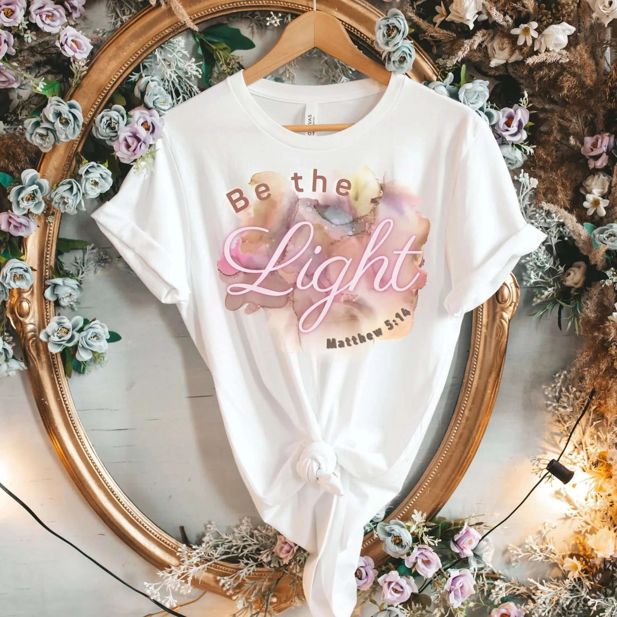 White- Watercolor Shirt  tee  Streetwear  shirt  Religious Shirt  Matthew 5:14 Shirt  gift for mom  Gift for her  gift for Christians  Faith Tee  Christian Shirts  Catholic tee  Bible Verse Tshirt  Bible tee  Be The Light Shirt