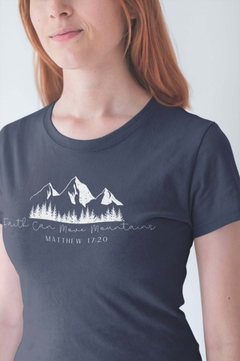 Navy- Women Christian Sweater  tee  Streetwear  Spiritual tee  shirt  Religious Shirt  Matthew 17:20 tee  gift for mom  Gift for her  gift for Christians  Gift For Christian  Faith Tee  Faith Can Move Mountains Shirt  Cute Religious T shirt  Christian Shirt  Catholic tee  Bible Verse Tshirt  Bible Verse  Bible tee