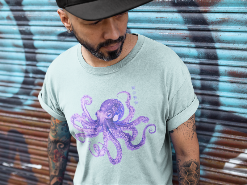 Octopus Japanese Tee, Japanese Calligraphy, Japanese Octopus tee, Gyotaku Traditional, Japan Anime Manga, Martial Arts Samurai, Samurai tshirt, Tokyo Japan, Gift for him, Gift for dad, Japanese Shirt, Samurai Shirt, Japanese Graphic Tee