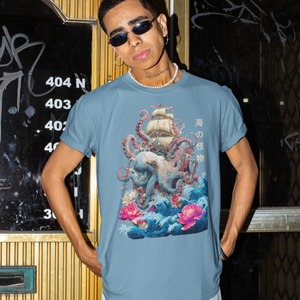 Kraken, Octopus Japanese Tee, Japanese Calligraphy, Japanese Octopus tee, Gyotaku Traditional, Japan Anime Manga, Martial Arts Samurai, Samurai tshirt, Tokyo Japan, Gift for him, Gift for dad, Japanese Shirt, Samurai Shirt, Japanese Graphic Tee