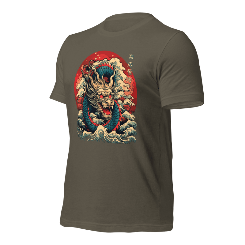 Army- Japanese Dragon T-shirt, Tokio Japan, Sanurai tee, gift for dad, gift for him, tee, Shirt, kawaii, Japanese Dragon, Japanese Graphic Tee, Japanese Cumture apparel, Japanese Shirt, ryohei fuke, david finch, oriental, wimmelbilder, kurzgesagt, shodo, manga style, carl eugen keel, maritime scenes,  otto müller