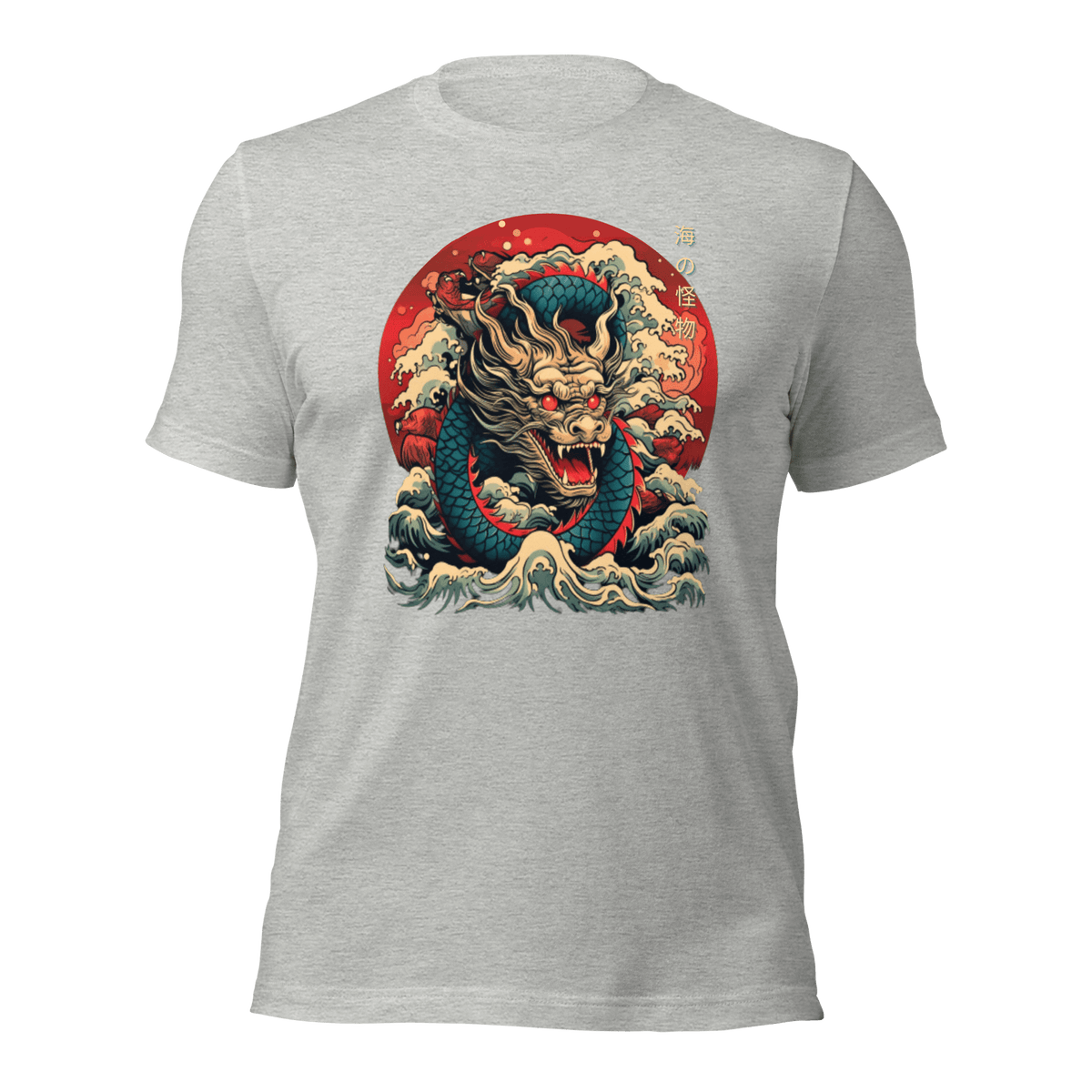 Athletic Heather- Japanese Dragon T-shirt, Tokio Japan, Sanurai tee, gift for dad, gift for him, tee, Shirt, kawaii, Japanese Dragon, Japanese Graphic Tee, Japanese Cumture apparel, Japanese Shirt, ryohei fuke, david finch, oriental, wimmelbilder, kurzgesagt, shodo, manga style, carl eugen keel, maritime scenes,  otto müller