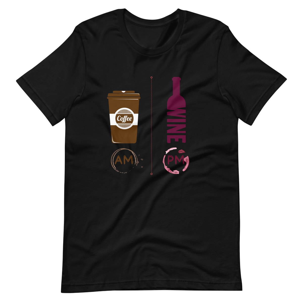 Coffee AM Wine PM, Wine Shirt, Wine Lover Shirt, Coffee T-Shirt, Workout Shirt, Gift for Friend, Funny, Party Tees, Wine, Coffee Gift Idea